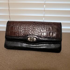 Brighton Brown and Black Croc-Embossed Wallet